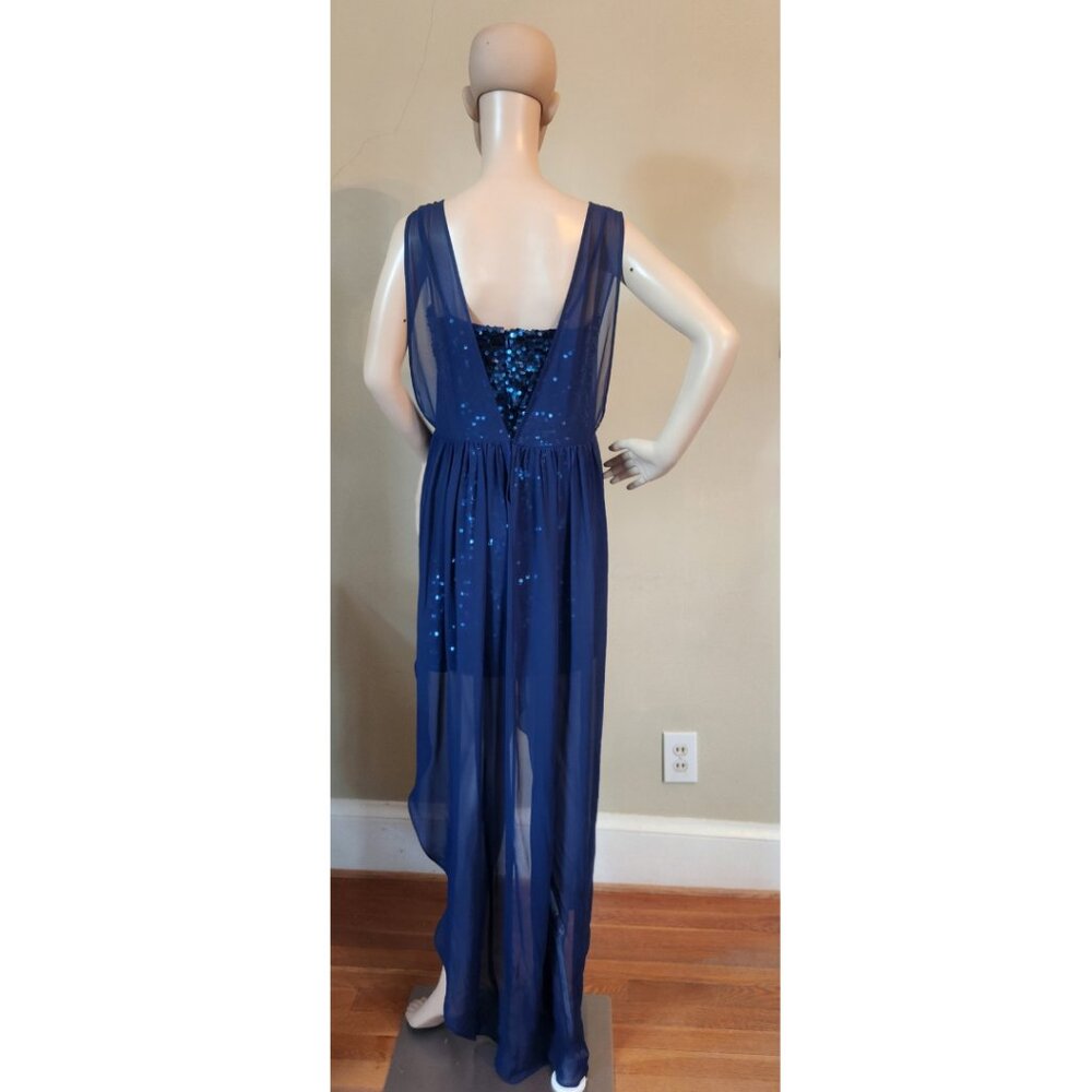 BCBGMAXAZRIA Women's Katrine Sequin and Chiffon Asymetrical Evening Gown - Picture 6 of 6